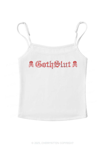 Rhinestone Gothslxt Y2K Spaghetti Strap Cami Cherrykitten