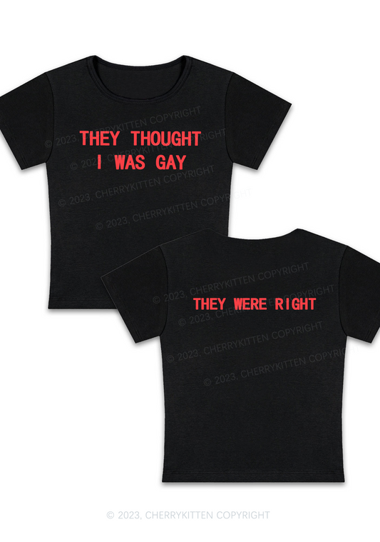 I Was Gay Two Sides Y2K Baby Tee Cherrykitten