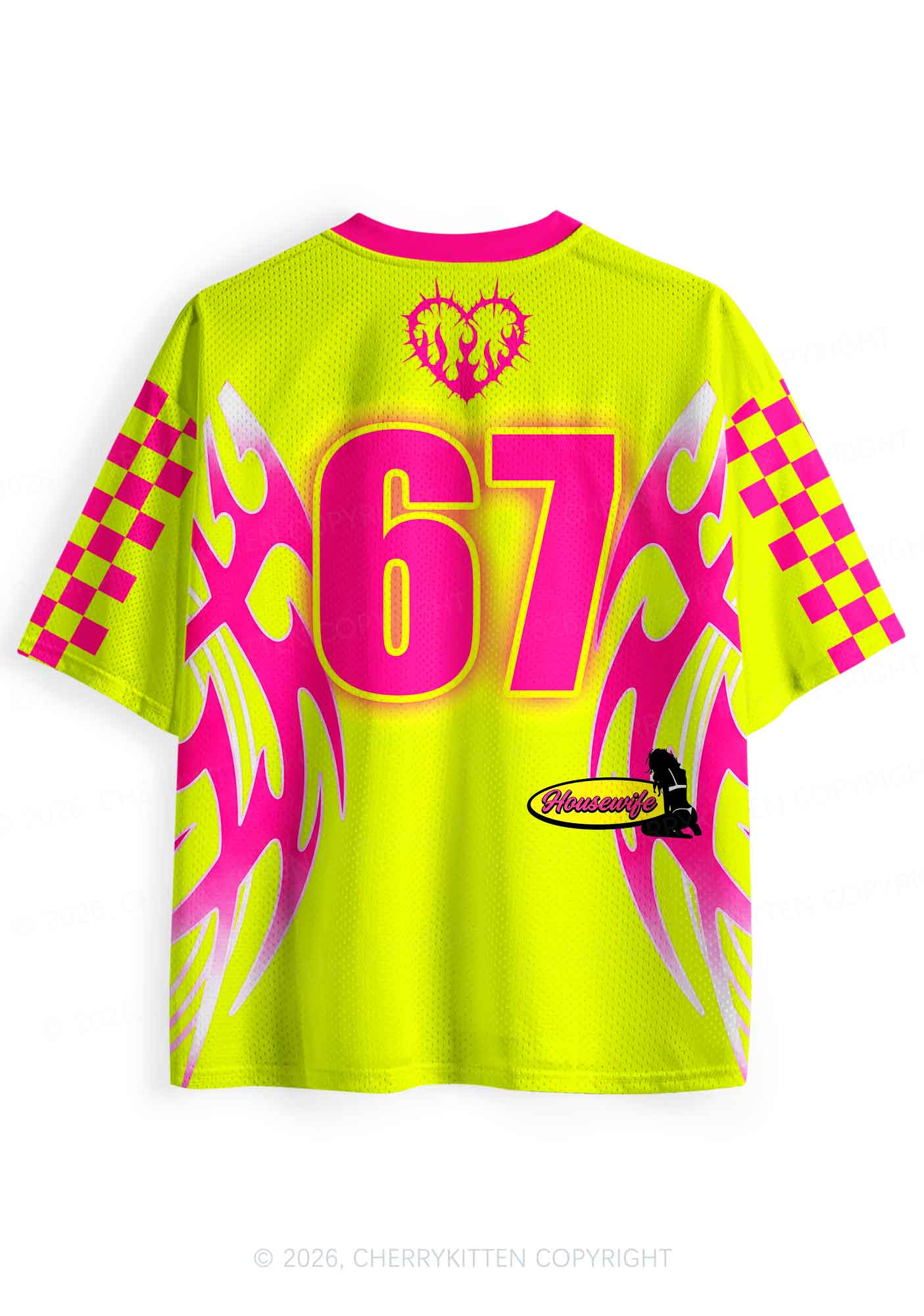 Lime Yellow House Wife Y2K Sport Jersey Shirts Cherrykitten