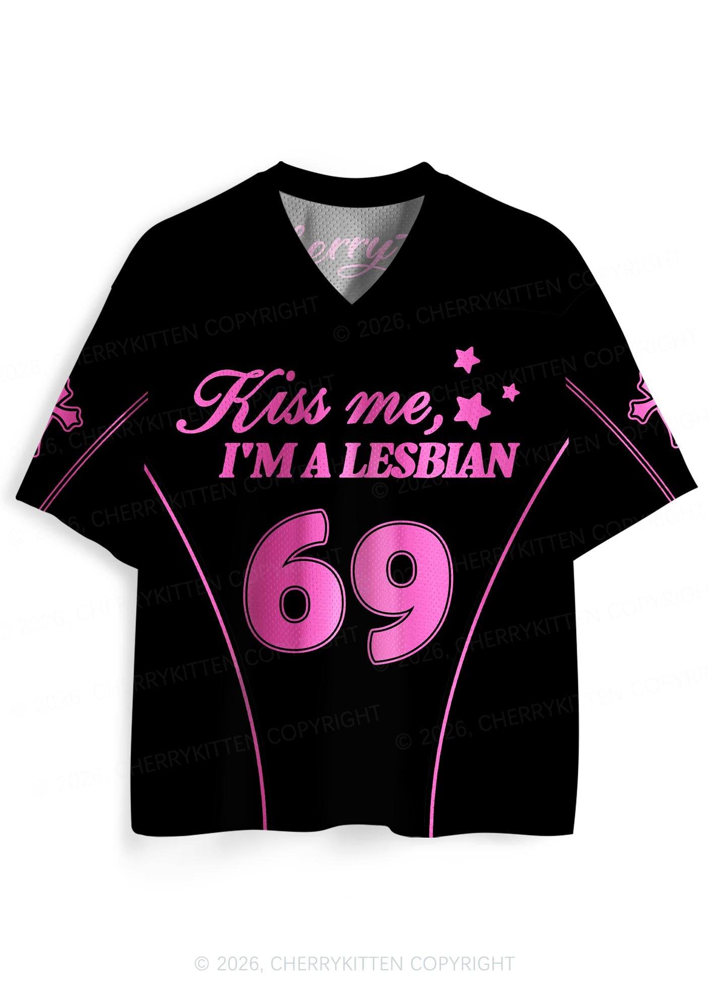 Black Kiss Me Im Lesbian Pride Y2K Sport Jersey Shirts Cherrykitten