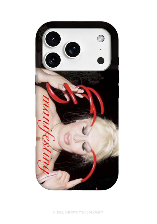 Manifesting Long Red Nails Y2K Phone Case Cherrykitten