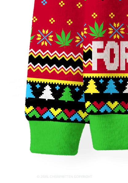 I Be High Y2K Christmas Cardigan Knit Sweatshirt Cherrykitten