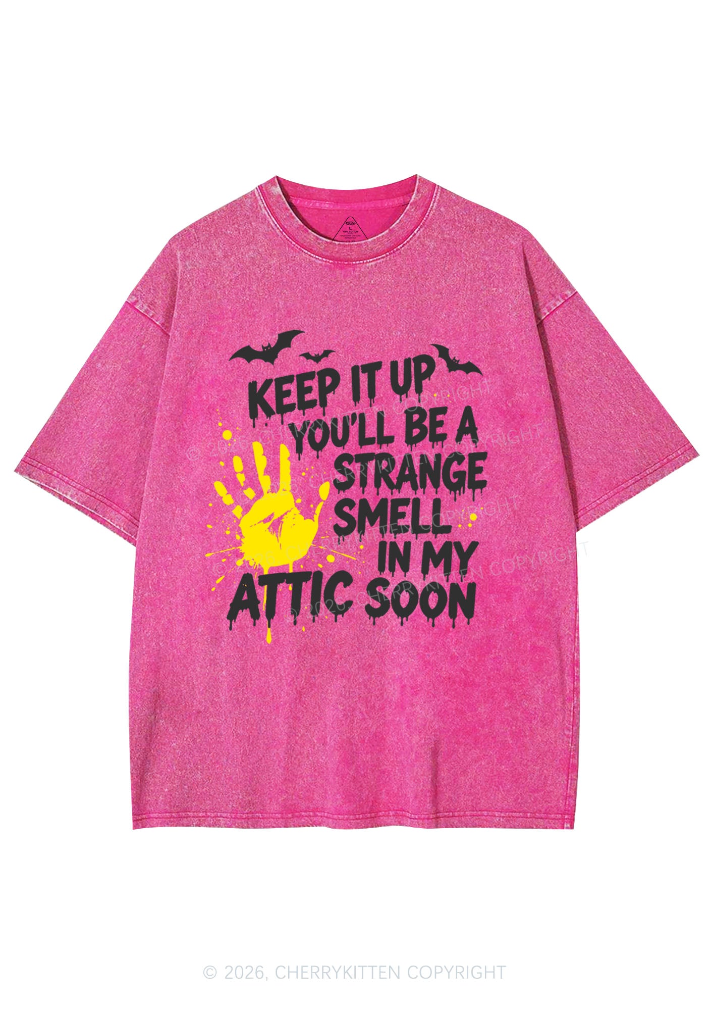 Halloween Strange Smell In My Attic Y2K Shirts Washed Tee Cherrykitten
