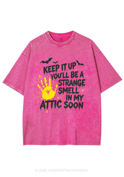 Halloween Strange Smell In My Attic Y2K Shirts Washed Tee Cherrykitten
