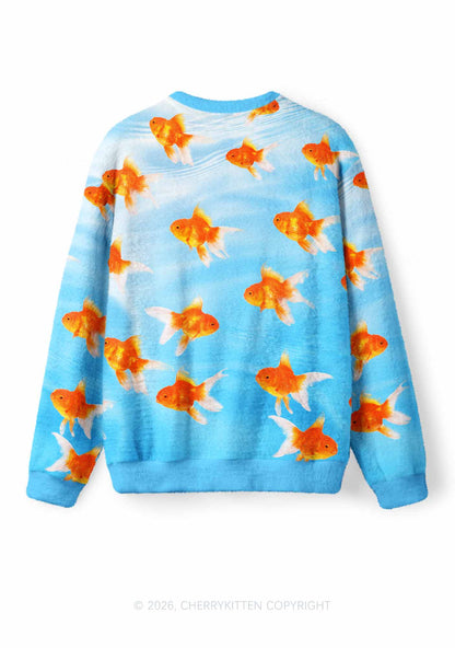 Goldfish Y2K Knit Sweatshirt Cherrykitten