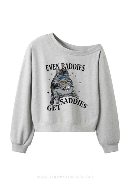 Even Baddies Get Saddies Y2K Off Shoulder Sweatshirts Cherrykitten
