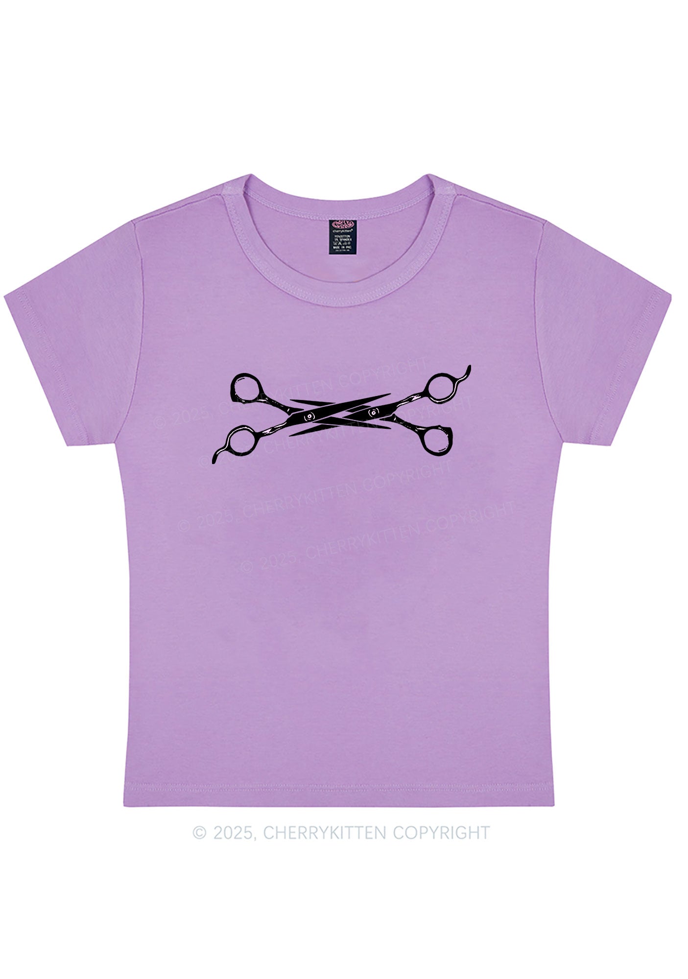 Curvy Pink Scissor Pride Y2K Baby Tee Cherrykitten