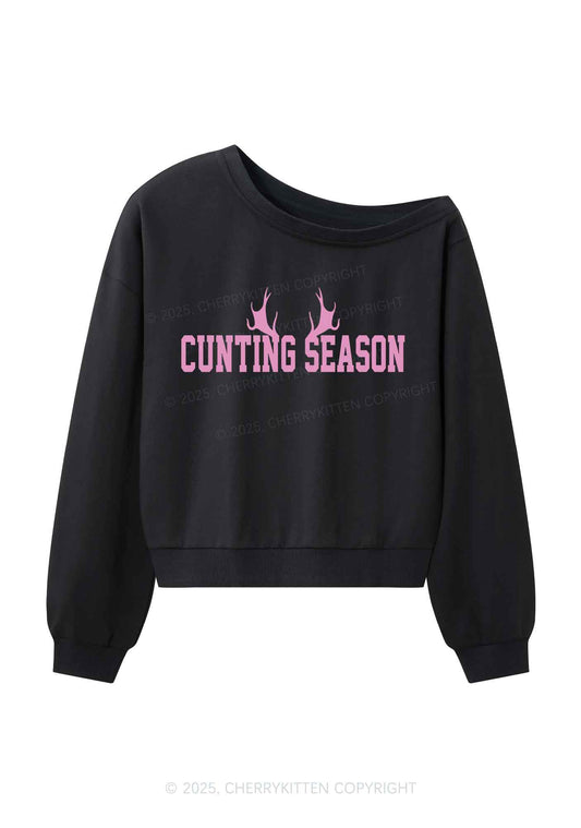Cunting Season Y2K Off Shoulder Sweatshirts Cherrykitten