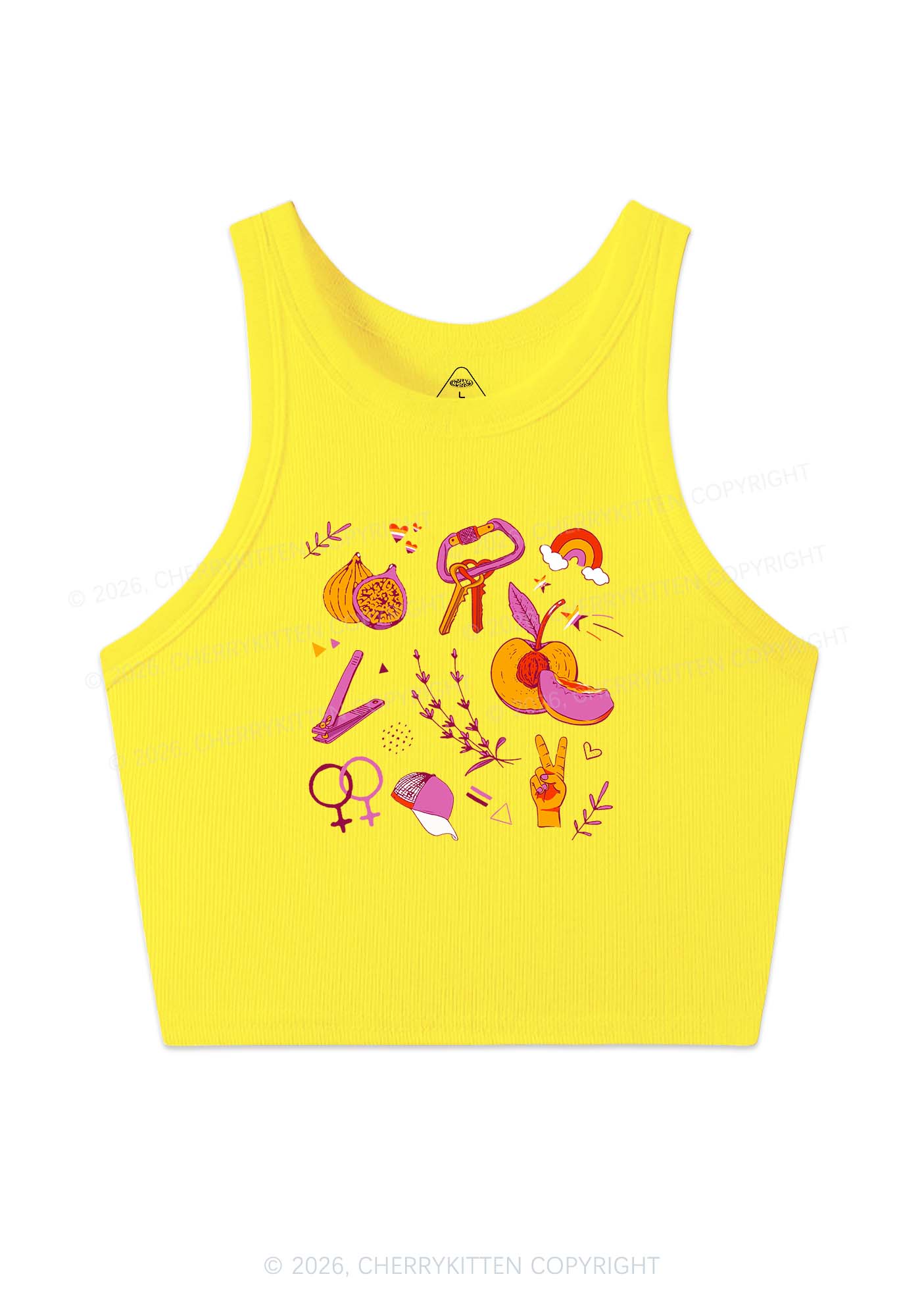 Lesbian Symbols Y2K Crop Tank Top Cherrykitten
