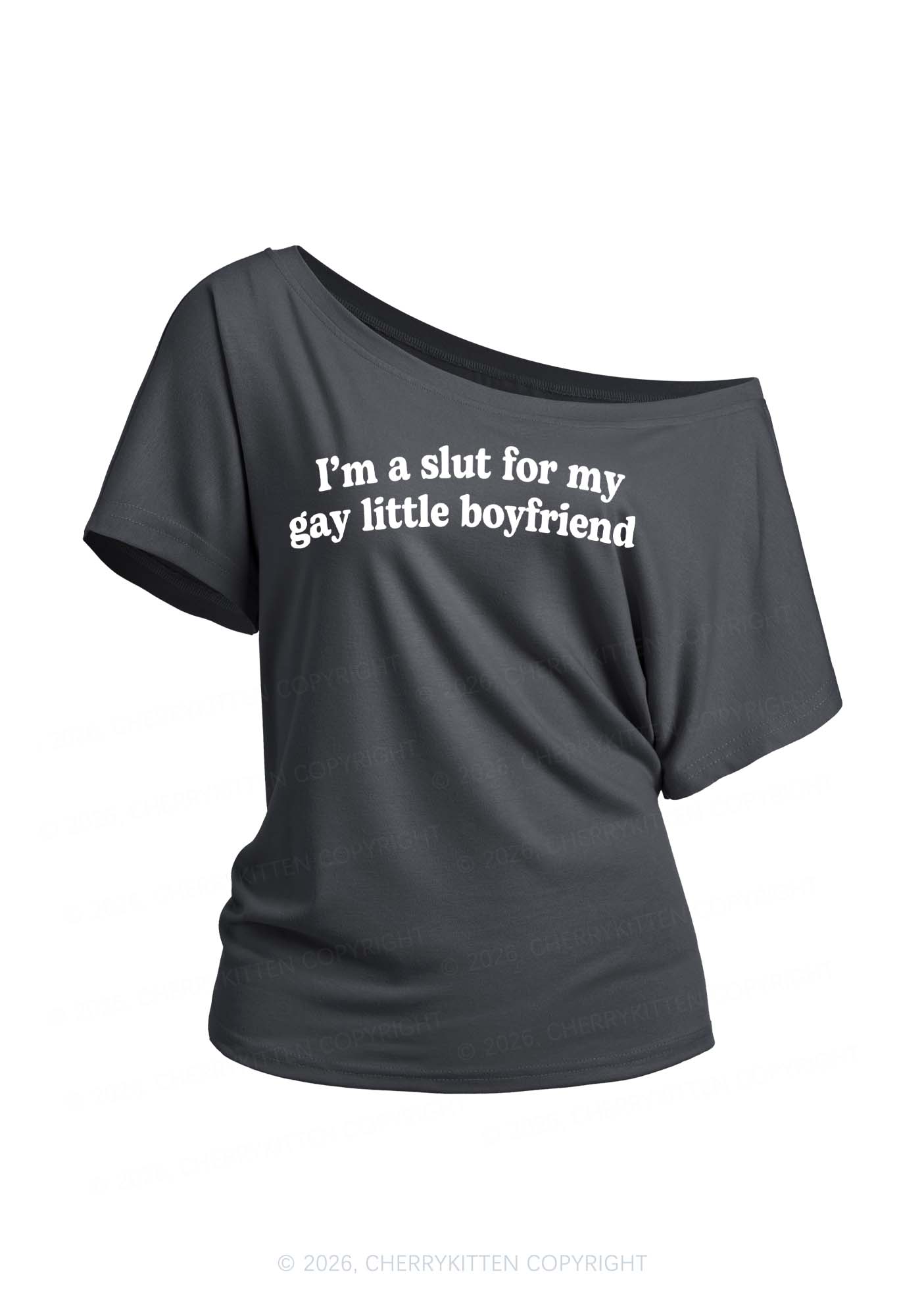 Slxt For My Gay BF Y2K Off Shoulder Tee Cherrykitten