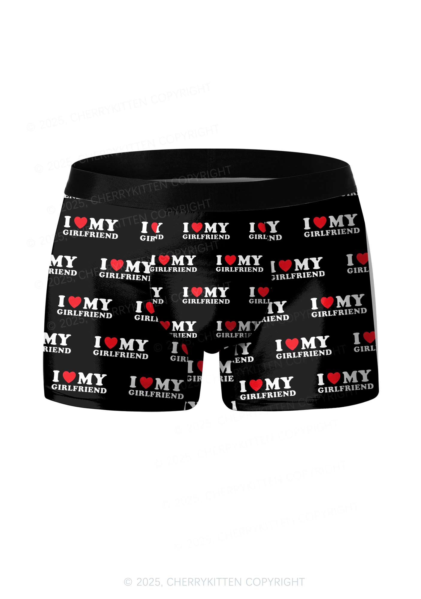 I Love My BF GF Valentine's Day Y2K Print Couples Boxer Thong Set Cherrykitten