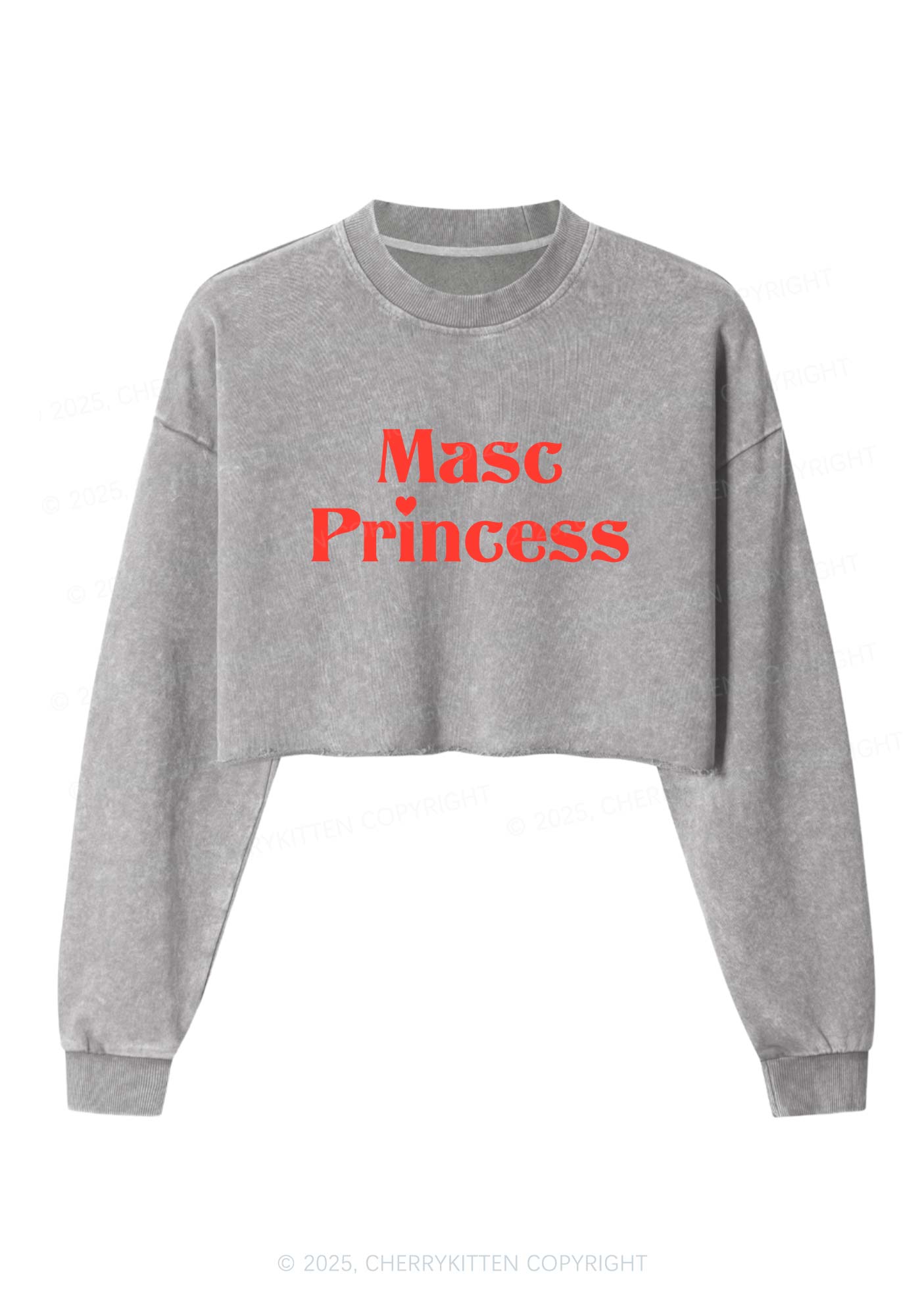 Masc Princess Pride Y2K Crop Washed Sweatshirts Cherrykitten