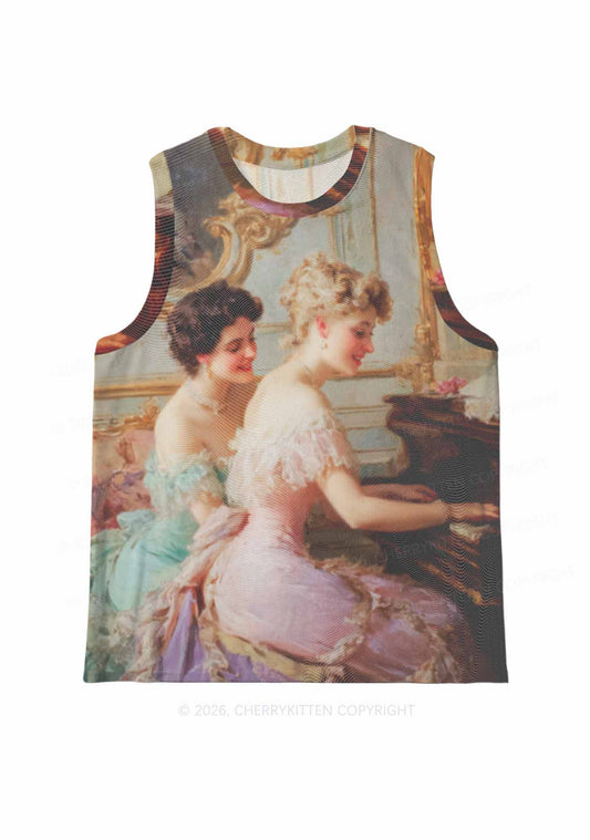 Elegant Piano Room Pride Y2K Mesh Muscle Tank Cherrykitten