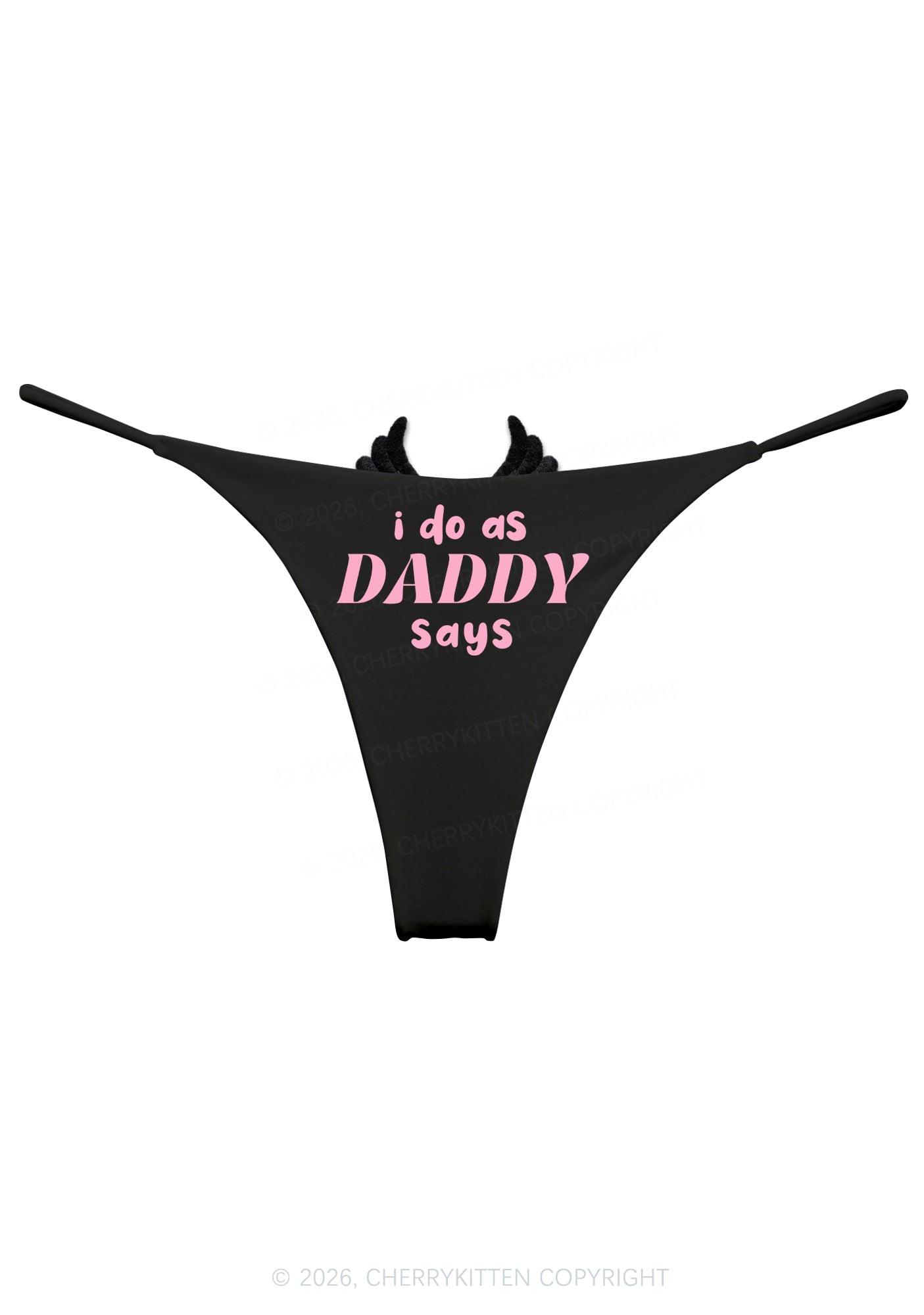 I Do As Daddy Says Y2K Goth Angel Wings Bikini String Thong Cherrykitten