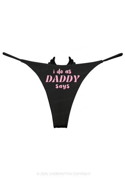 I Do As Daddy Says Y2K Goth Angel Wings Bikini String Thong Cherrykitten