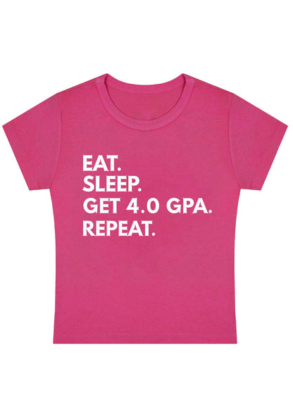 Curvy Eat Sleep Get 4.0 GPA Repeat Baby Tee