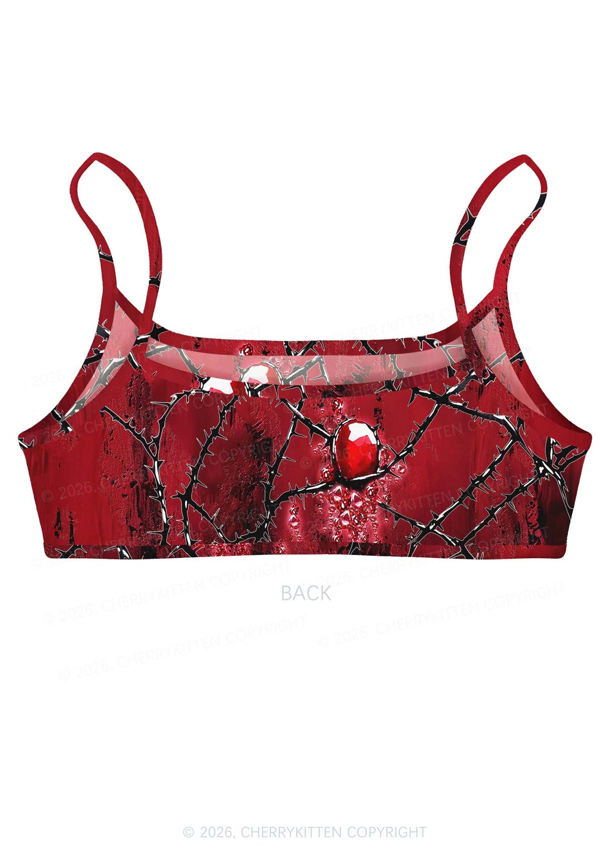 Thorned Ruby Y2K Print Super Crop Cami Cherrykitten