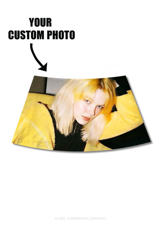 Custom Personalized Photo Y2K Print Mini Skirt Cherrykitten