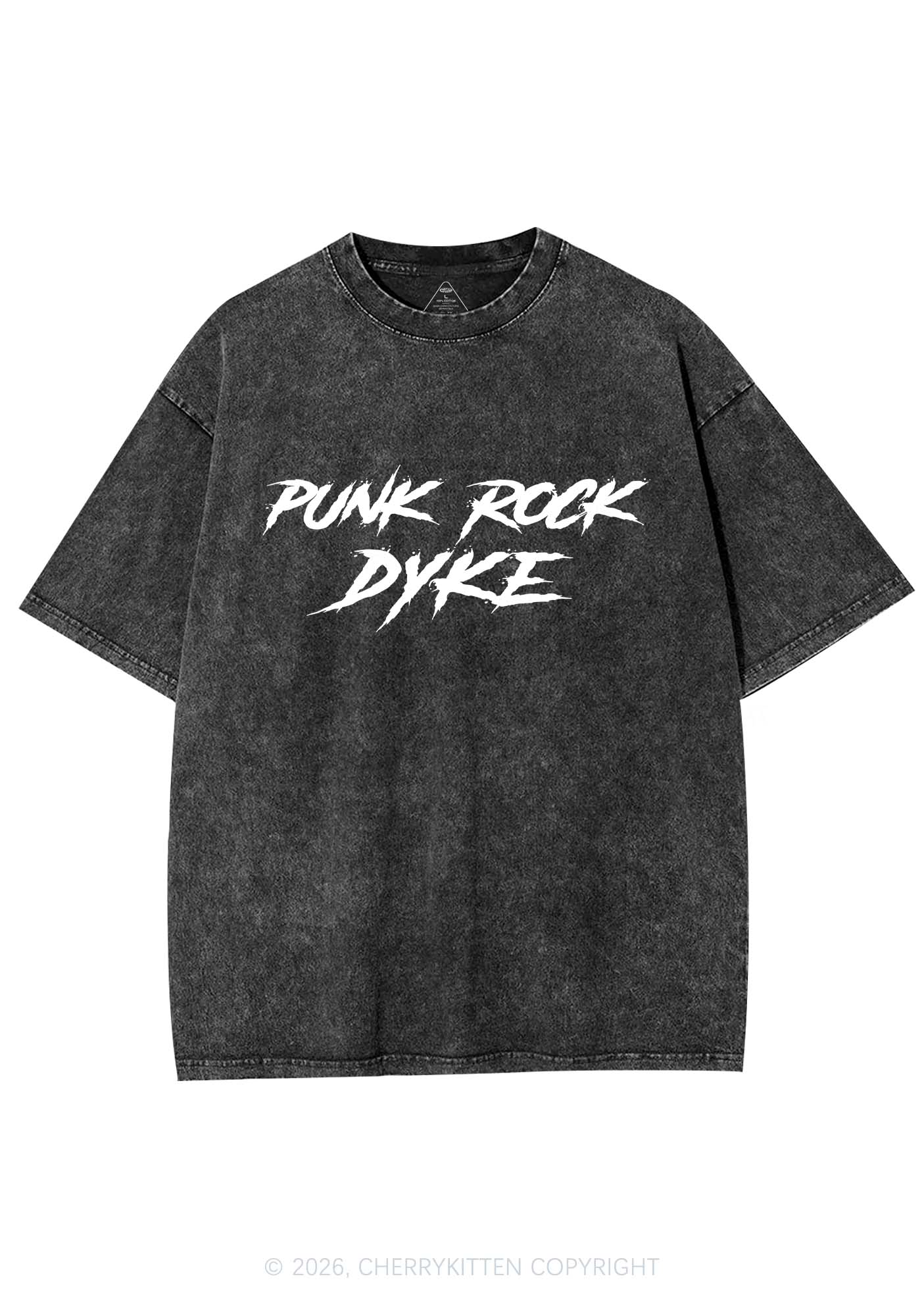 Punk Rock Dyke Pride Y2K Shirts Washed Tee Cherrykitten