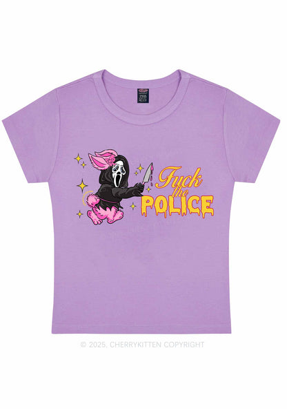 Halloween Fxxk The Police Y2K Baby Tee Cherrykitten