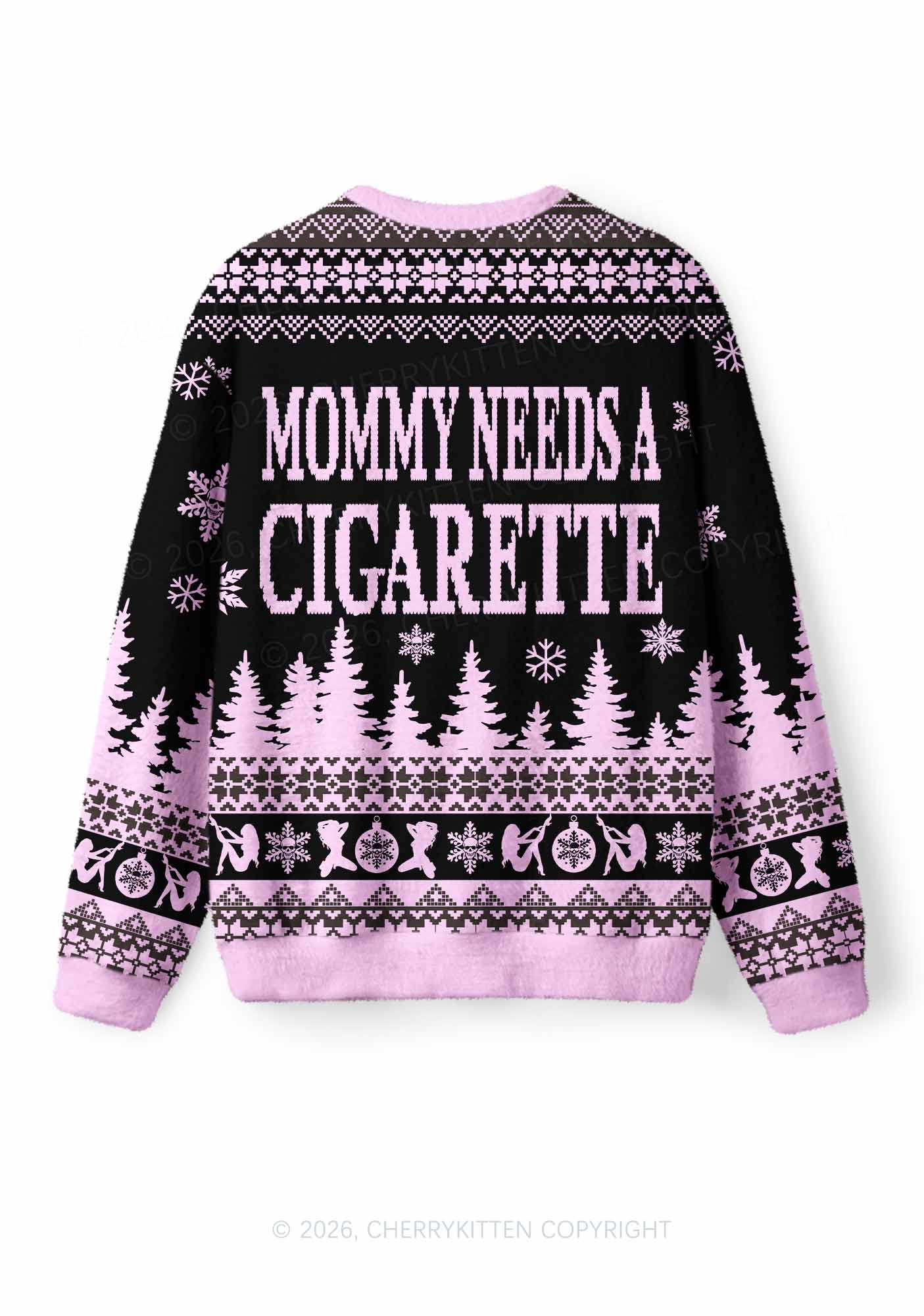 Mommy Needs A Cigarette Y2K Knit Sweatshirt Cherrykitten