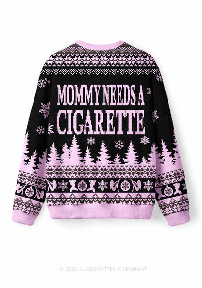 Mommy Needs A Cigarette Y2K Knit Sweatshirt Cherrykitten