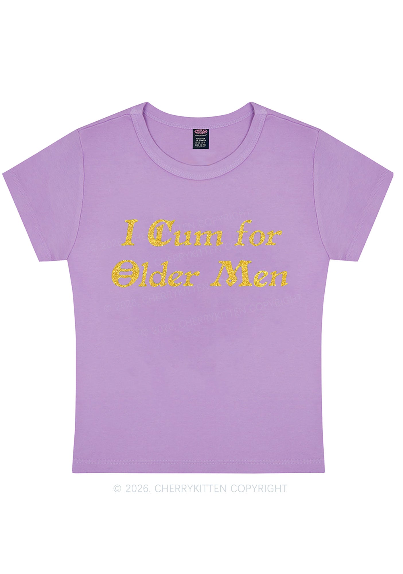 Glitter Come For Older Men Y2K Baby Tee Cherrykitten