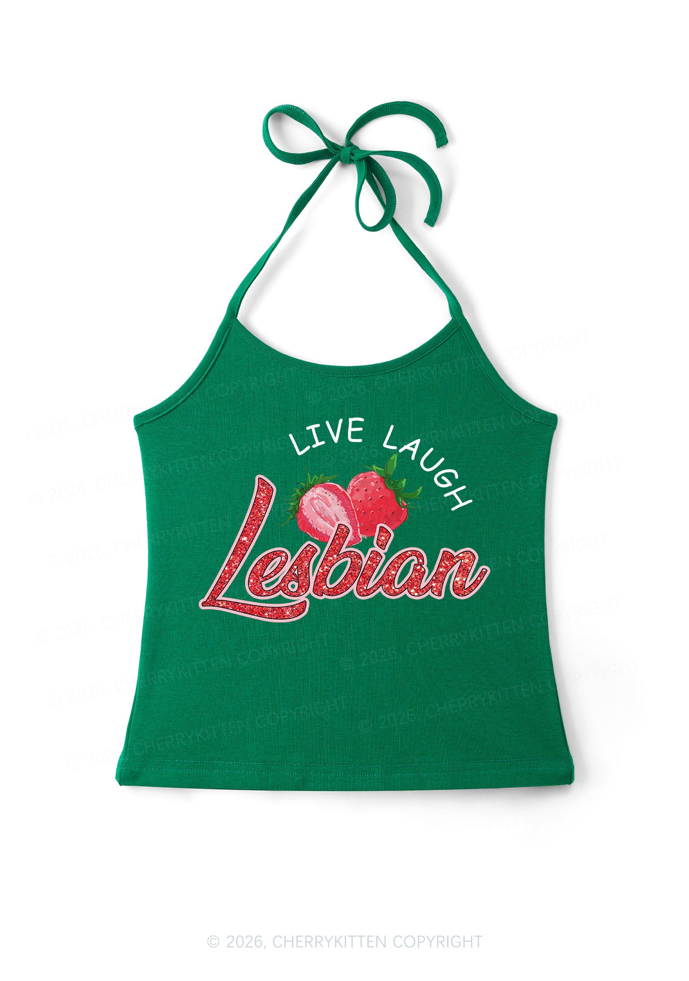 Live Love Lesbian Pride Y2K Halter Neck Cami Cherrykitten