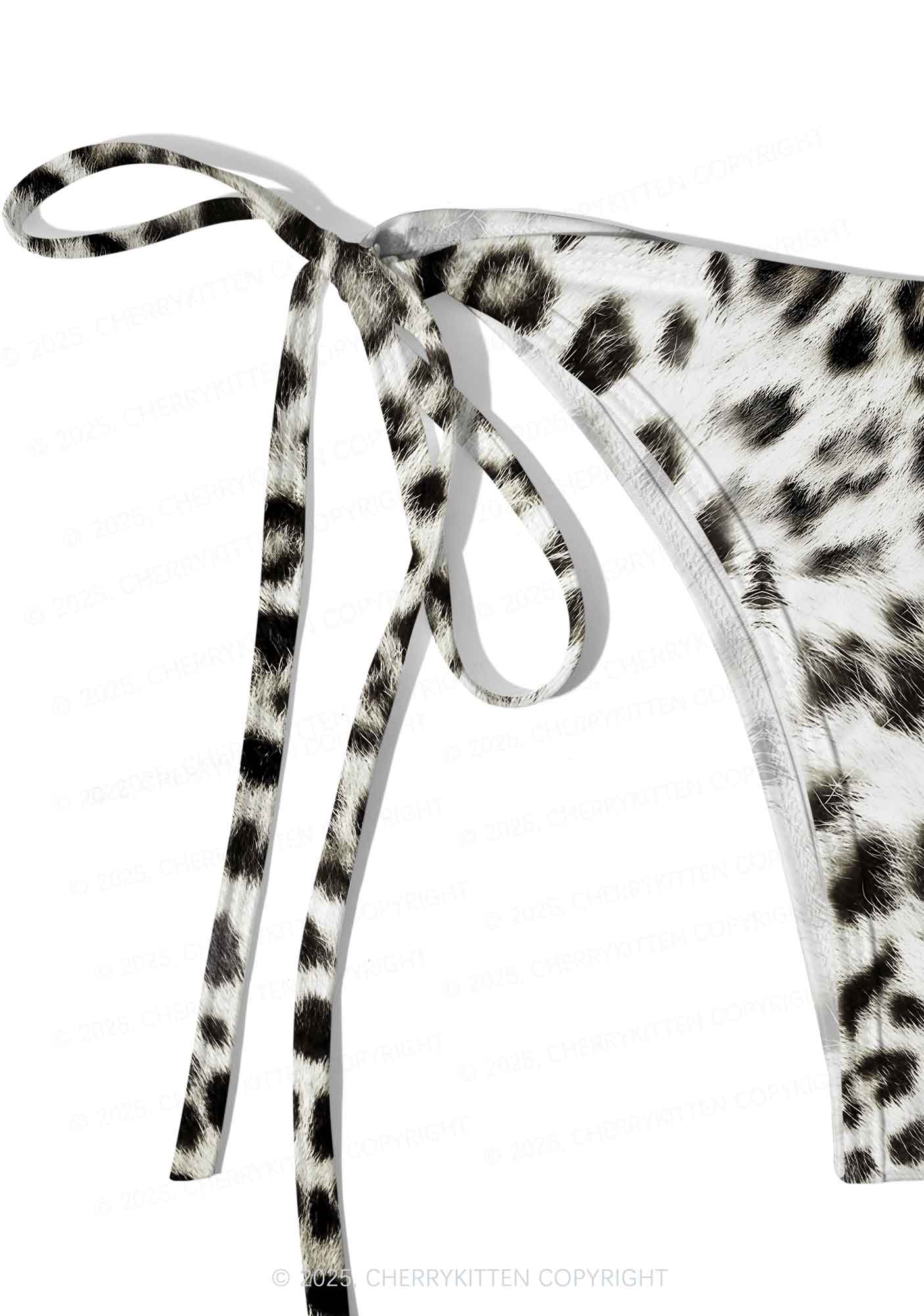 Snow Leopard Y2K Print Bikini Set Cherrykitten