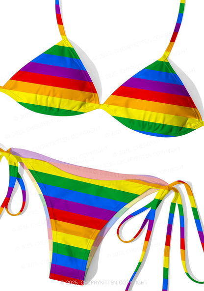 Rainbow Pride Y2K Print Bikini Set Cherrykitten