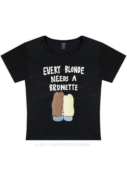Curvy Blonde Needs Brunette Y2K Baby Tee Cherrykitten