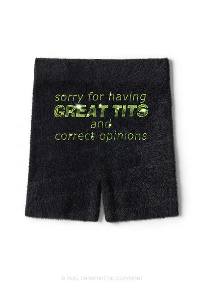 Rhinestone Sorry For Having Correct Opinions Y2K Fluffy Shorts Cherrykitten