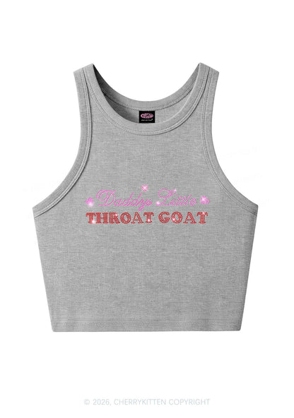 Rhinestone Daddys Little Throat Goat Y2K Crop Tank Top Cherrykitten