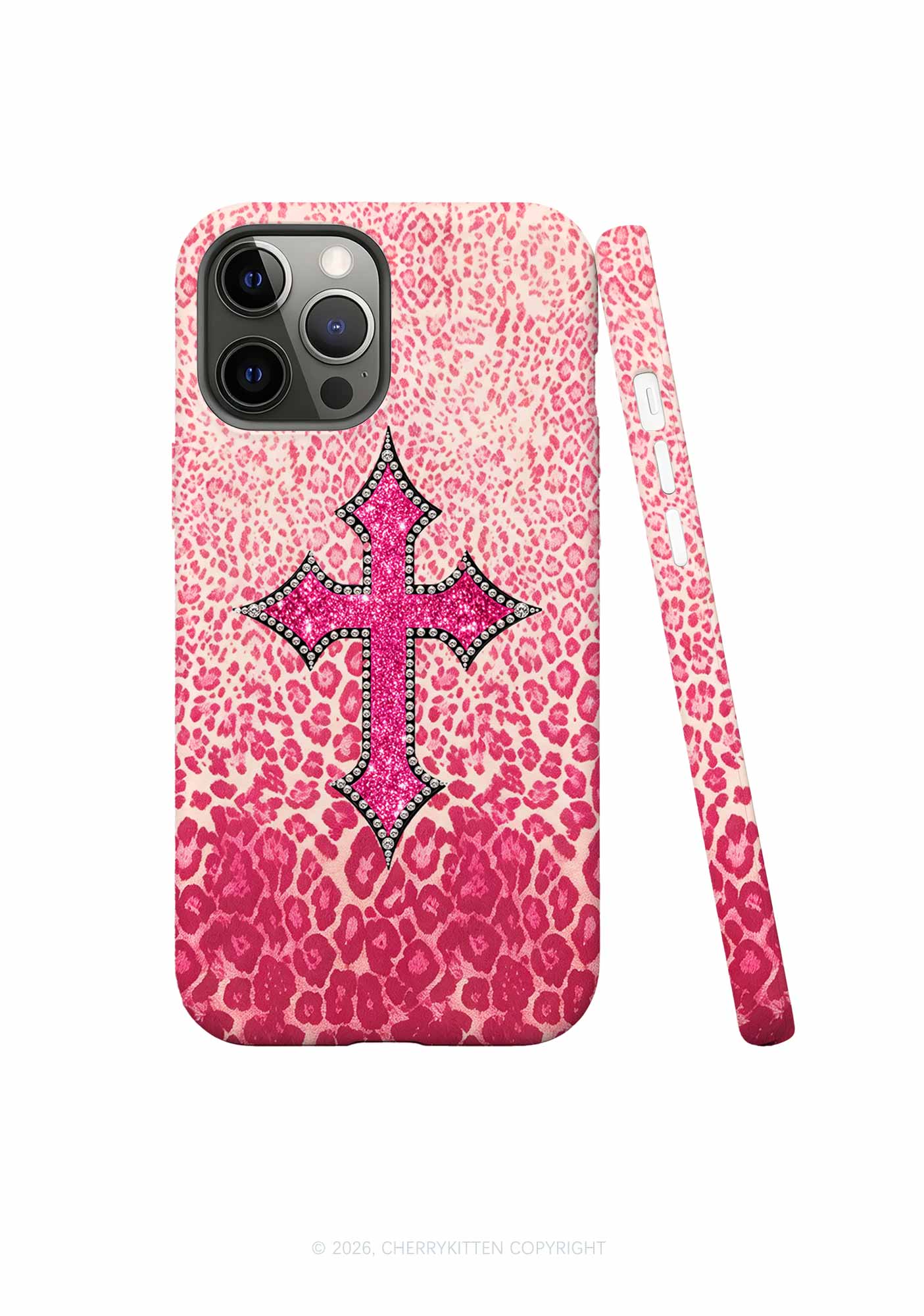 Halloween Pink Leopard Cross Y2K Phone Case Cherrykitten