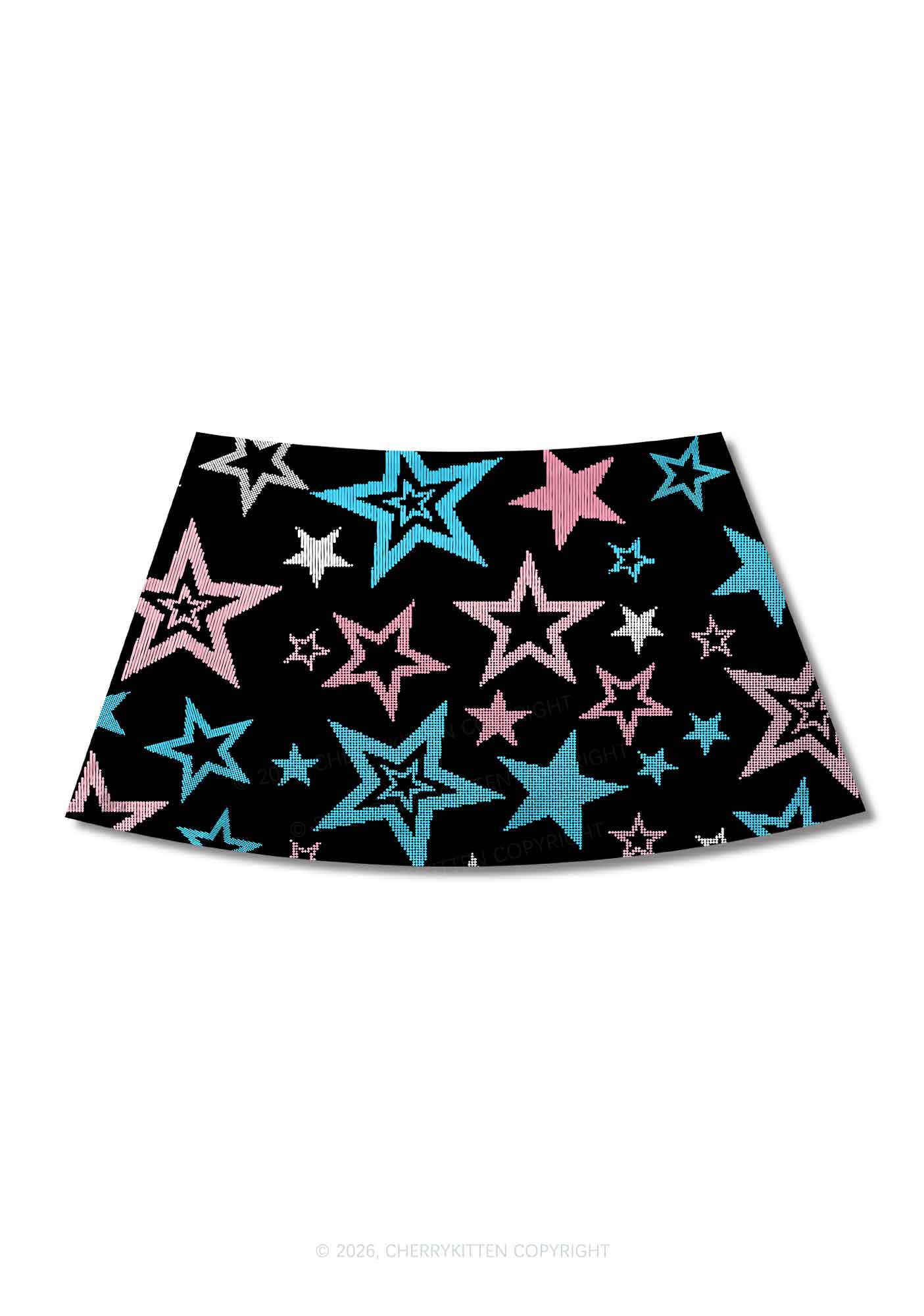 Trans Star Pride Y2K Print Mini Skirt Cherrykitten
