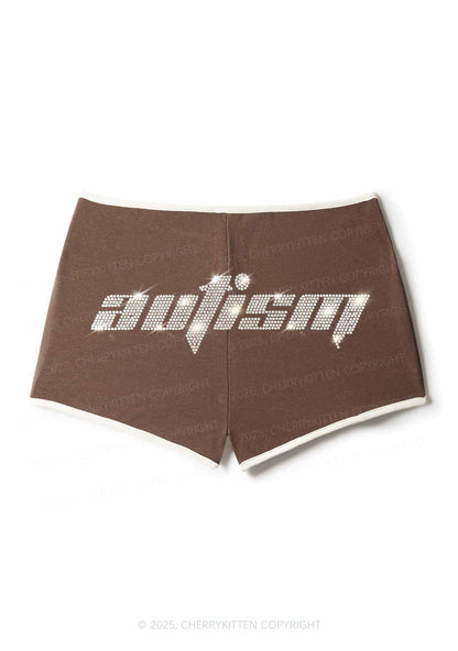 Rhinestone Autism Y2K Booty Shorts Cherrykitten