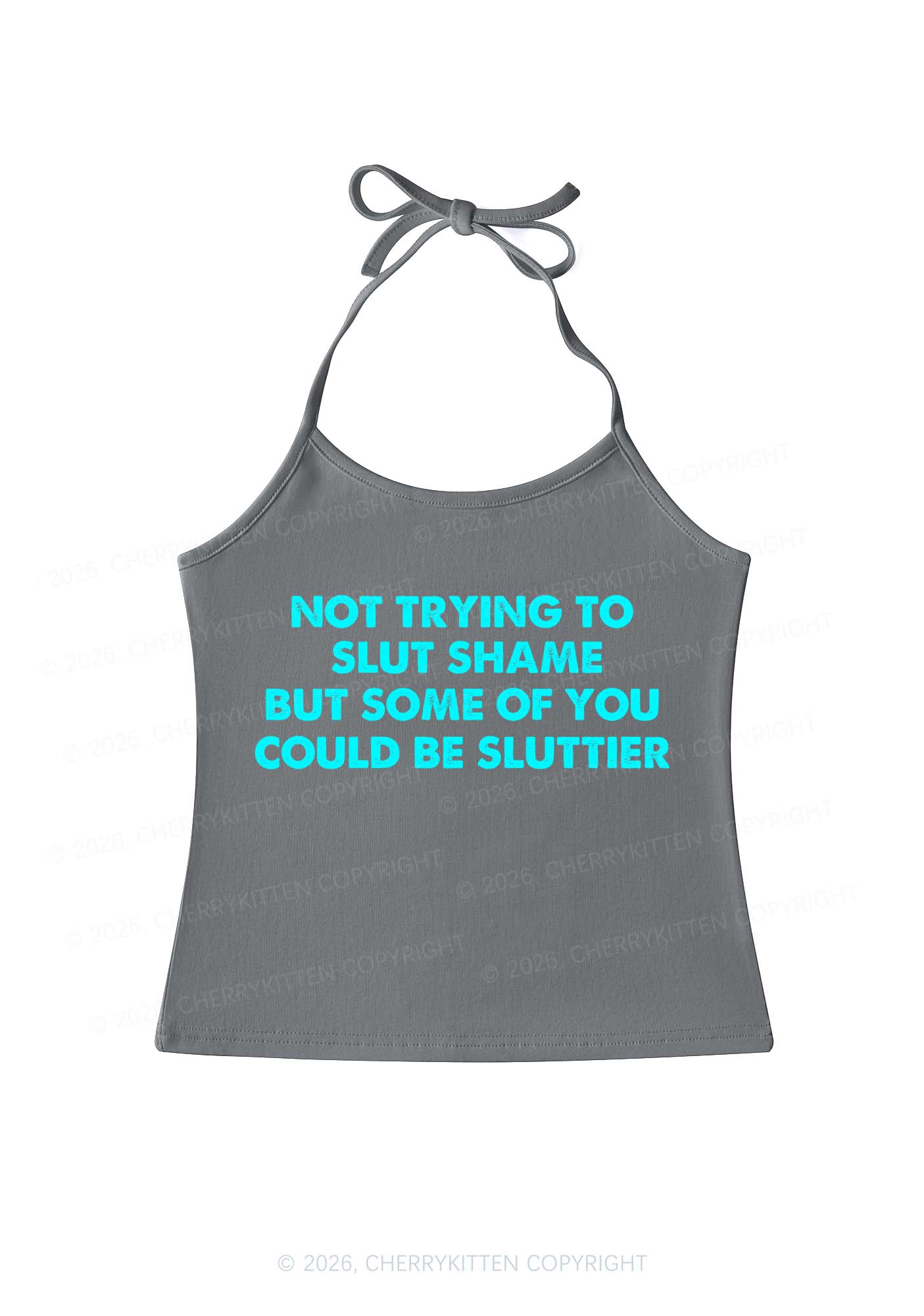 Not Trying To Slxt Shame Y2K Halter Neck Cami Cherrykitten