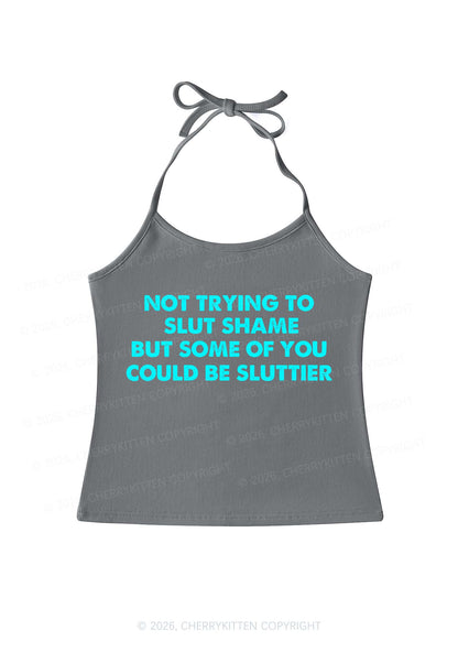 Not Trying To Slxt Shame Y2K Halter Neck Cami Cherrykitten