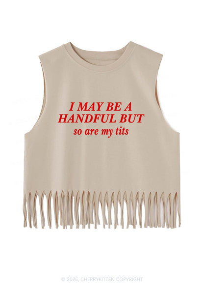 I May Be A Handful Y2K Fringe Tank Top Cherrykitten