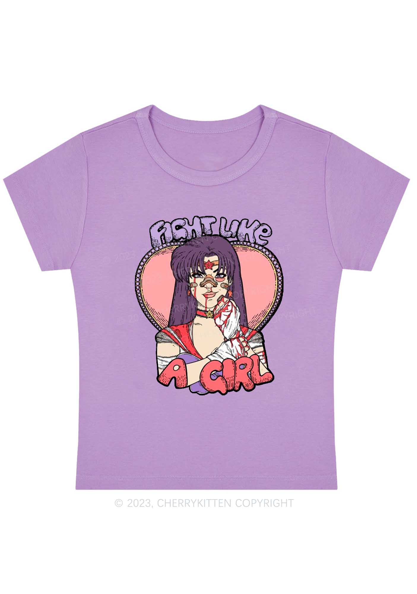 Purple Hair Girl Halloween Y2K Baby Tee Cherrykitten