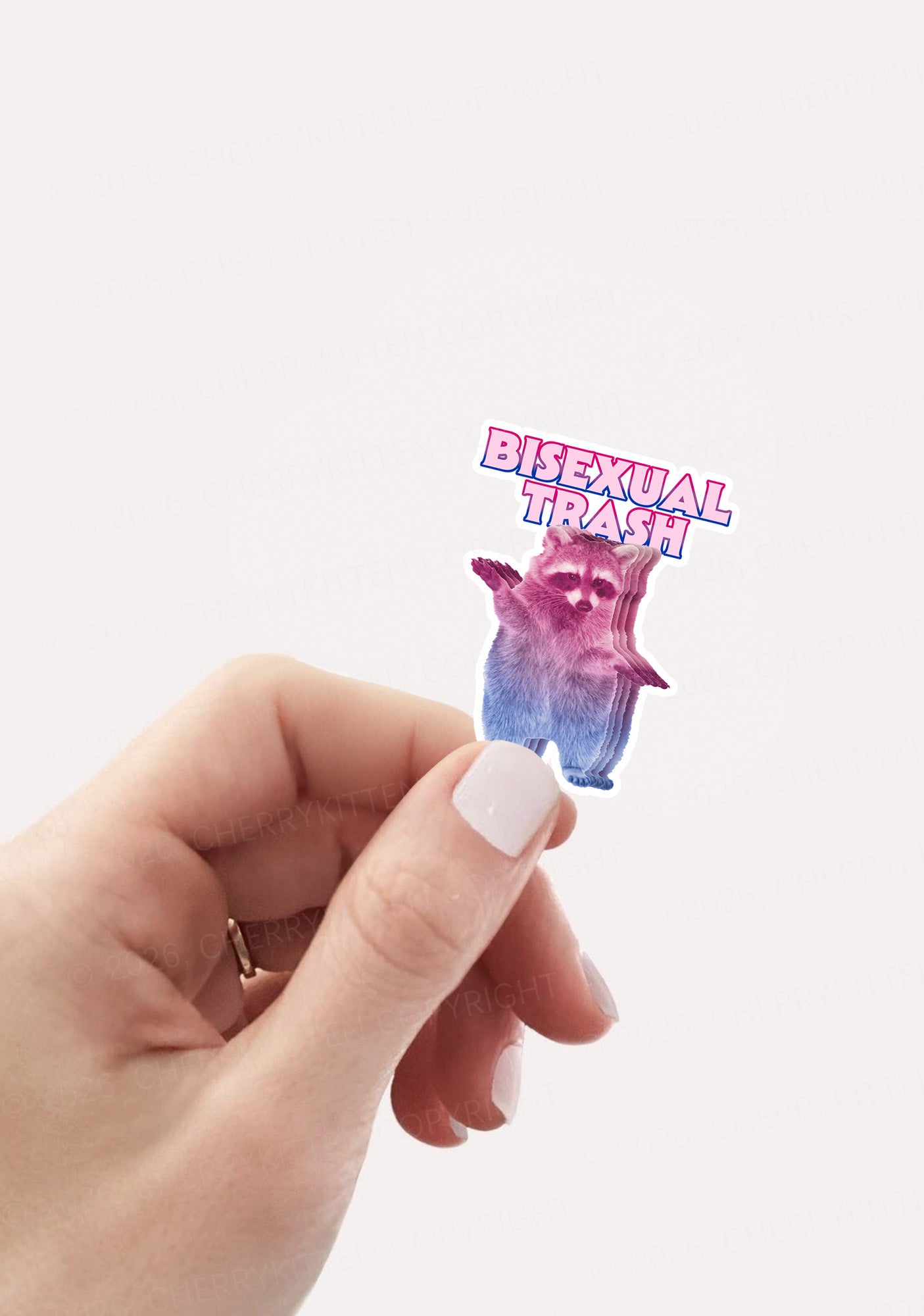Bisexual Trash Raccoon Pride 1pc Y2K Sticker Cherrykitten