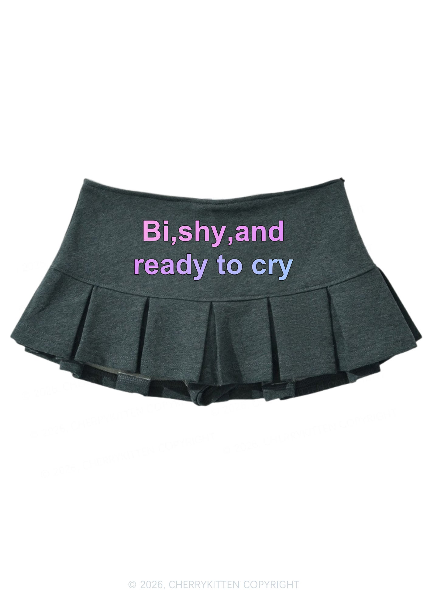 Bi Shy And Ready To Cry Pride Y2K Mini Pleated Skirts Cherrykitten