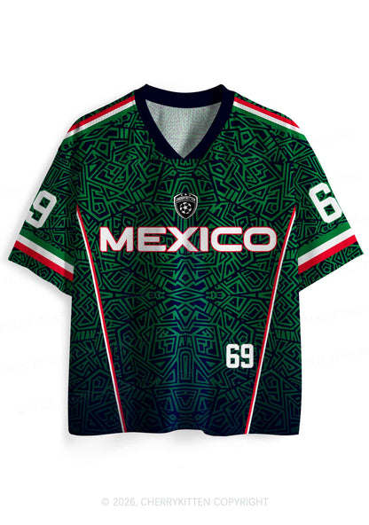 Custom Green Mexico Geometric Pattern Y2K Sport Jersey Shirts Cherrykitten