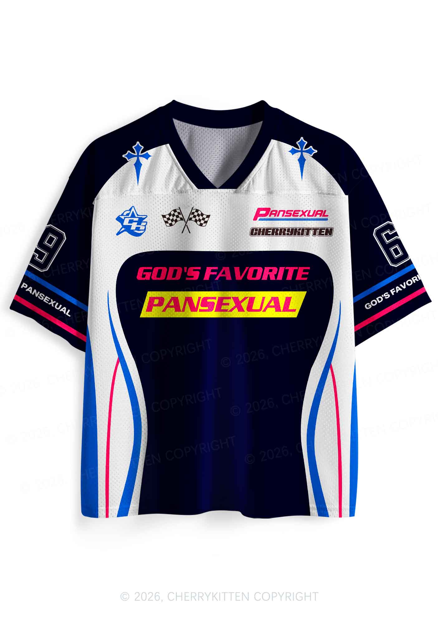 Gods Favorite Pansexual Pride Y2K Sport Jersey Shirts Cherrykitten