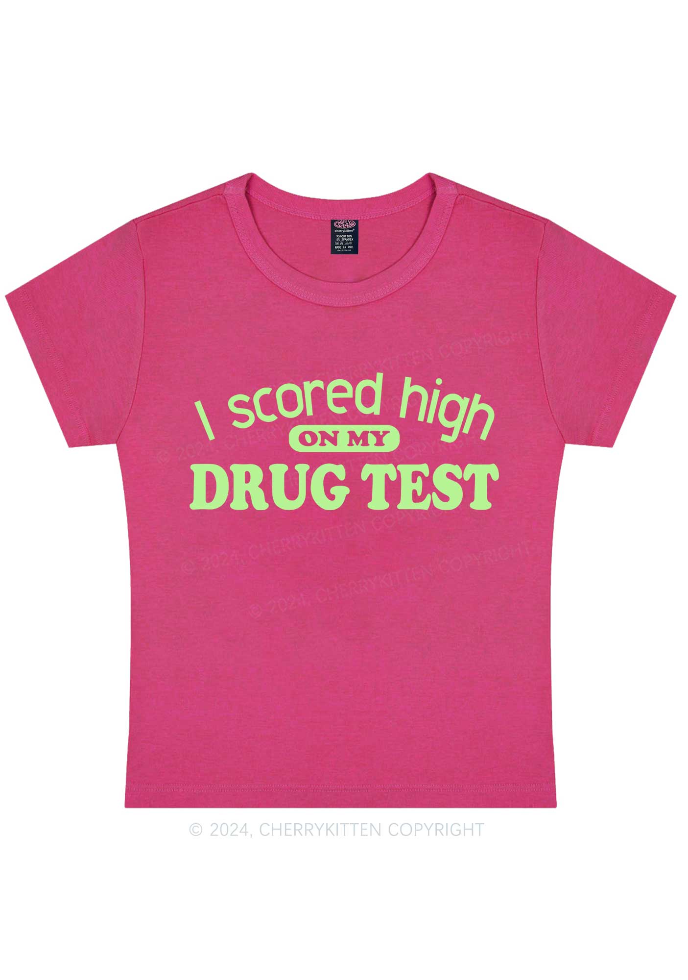 Scored High On Drxg Test Y2K Baby Tee Cherrykitten