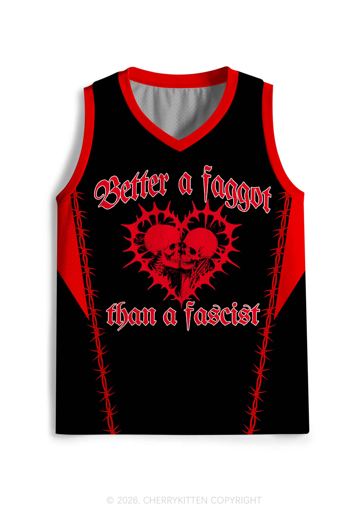 Red Better A Faggot Than A Fascist Pride Y2K Sport Jersey Tank Cherrykitten