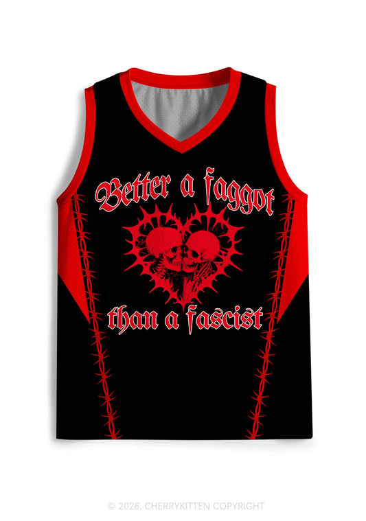 Red Better A Faggot Than A Fascist Pride Y2K Sport Jersey Tank Cherrykitten