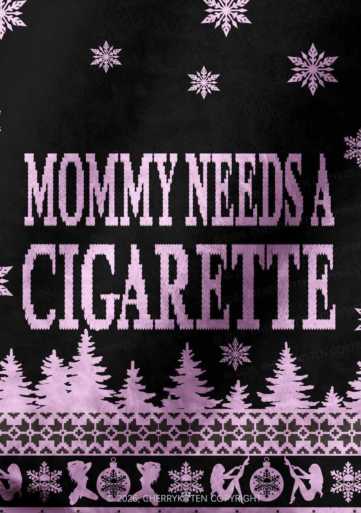 Mommy Needs A Cigarette Y2K Print Knit Beanie Cherrykitten