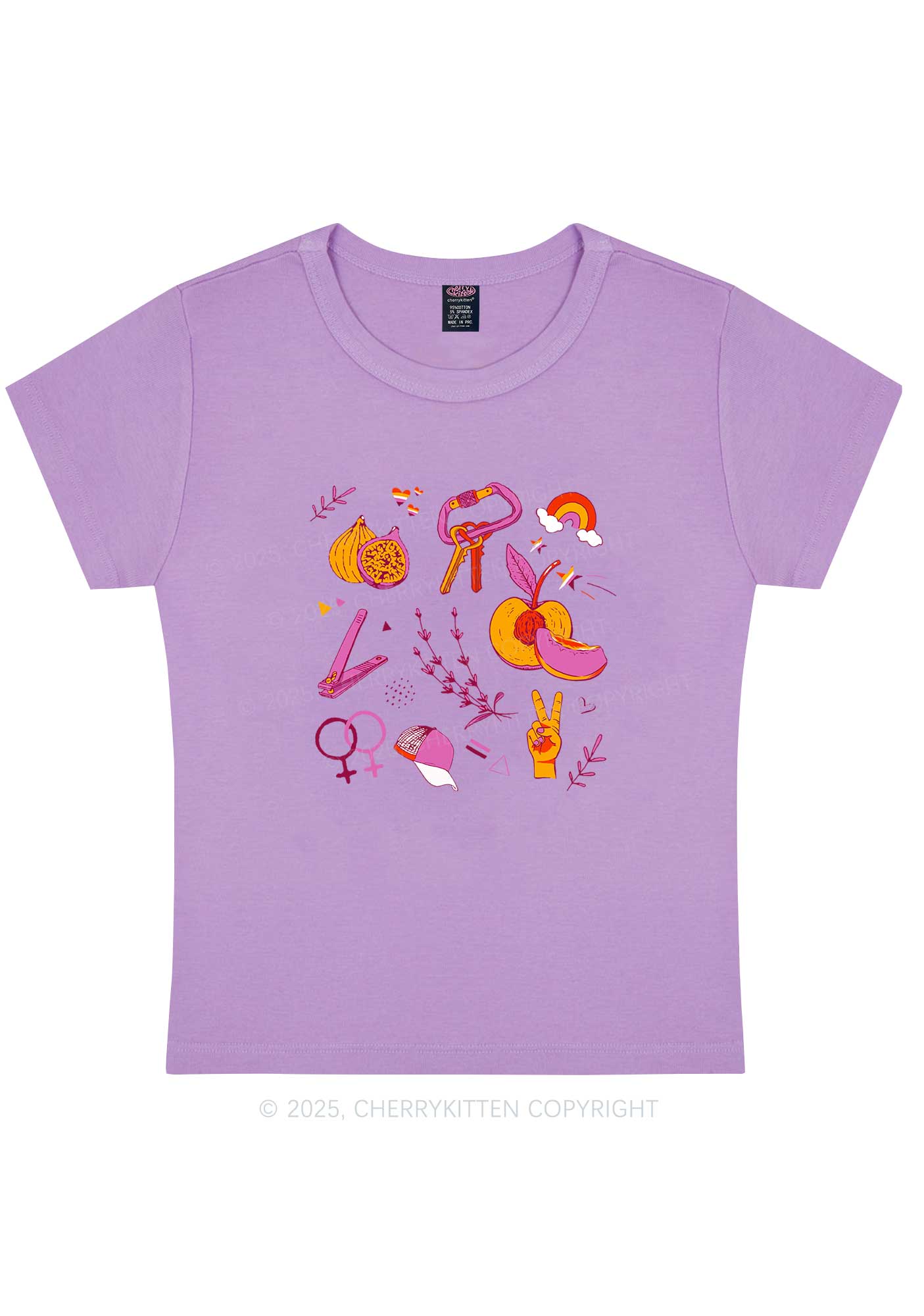 Lesbian Symbols Y2K Baby Tee Cherrykitten