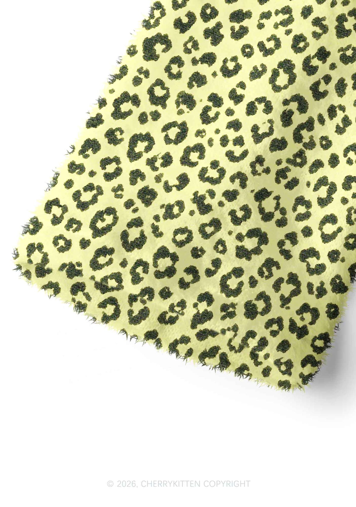 Light Yellow Leopard Y2K Print Fuzzy Straight Leg Warmers Cherrykitten